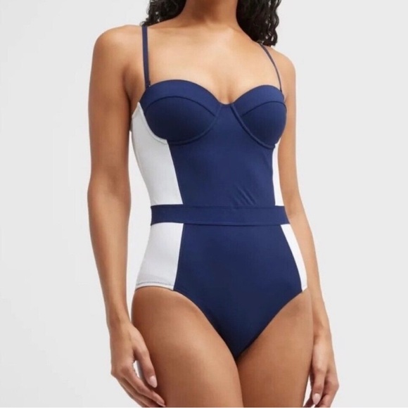 Tory Burch Navy and White One-Piece Swimsuit